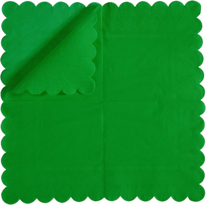 BEFORYOU 200 Pack Cocktail Napkin 2-Ply Scalloped Edged Dessert Napkins Folded 5 x 5 Inches Disposable Napkins for Dinner Wedding Birthday Party Bridal Anniversary Reception Event (Green-2) - Image 3